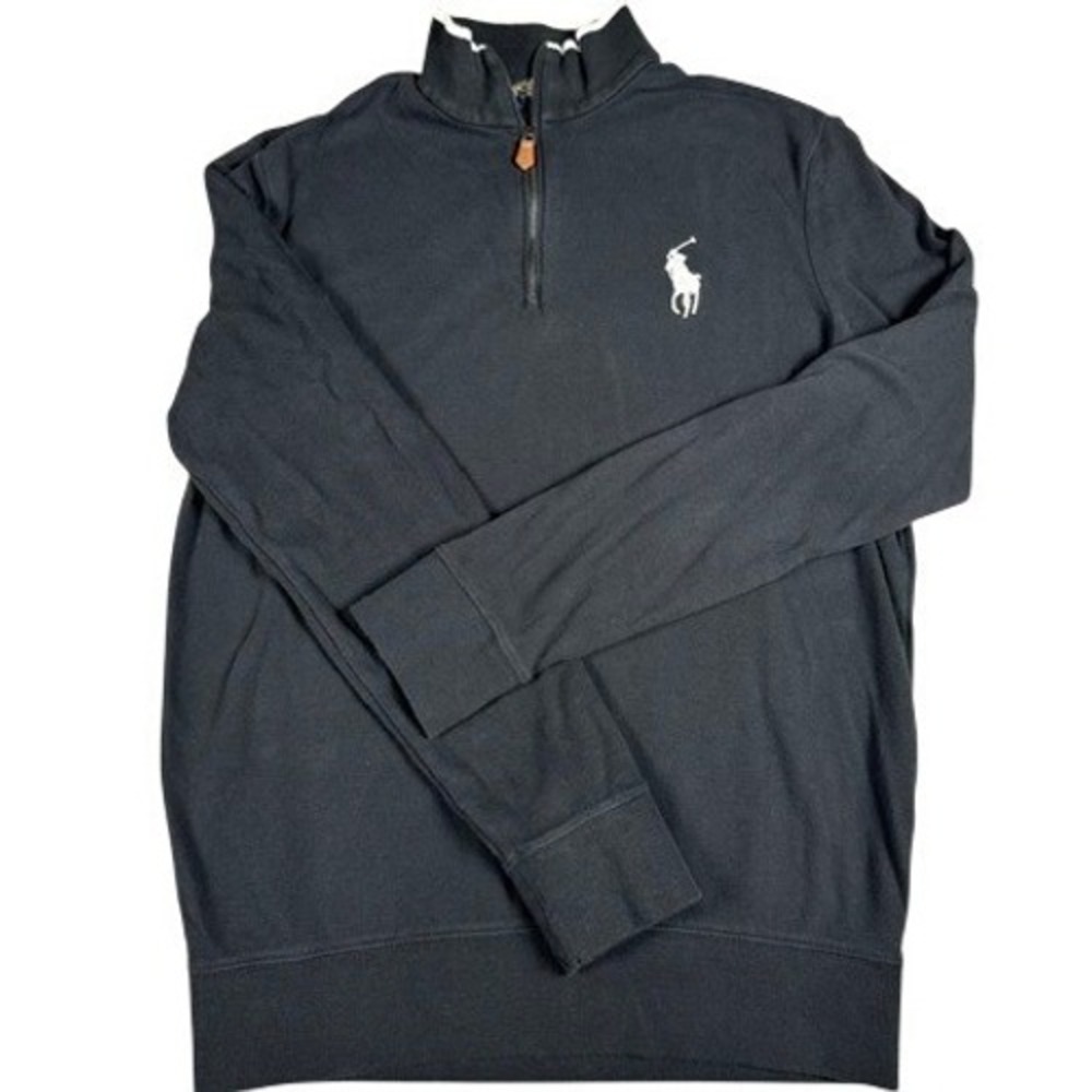 Polo Golf Ralph Lauren Pullover Men S Black Quarter Zip Cotton Pony Logo RN41381